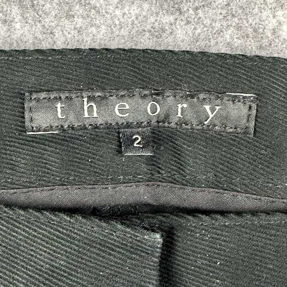 Theory Pants Womens 2 Black Riding Cotton Twill Ankle Zip Stretch Career Office - Picture 13 of 15